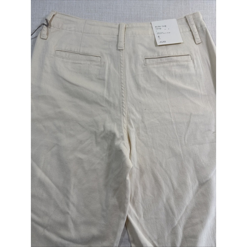 A New Day Pants Womens 6 Cream Wide Leg Crop Relaxed Baggy Minimalist - Picture 6 of 12